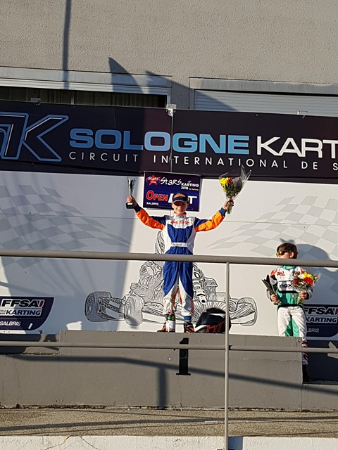 Bastian Leblais vainqueur de la première manche du Stars of Karting à Salbris en minimes